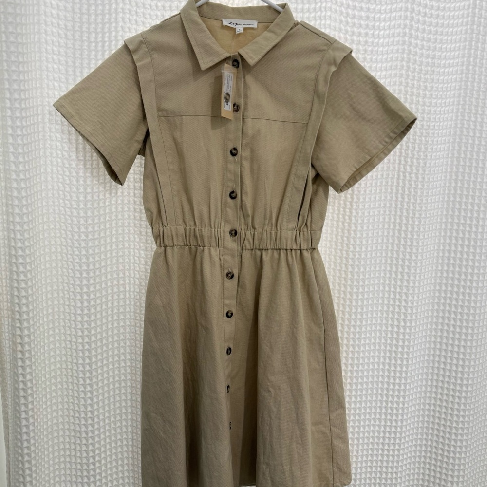 A.P.C. Khaki Button-Front Mini Dress